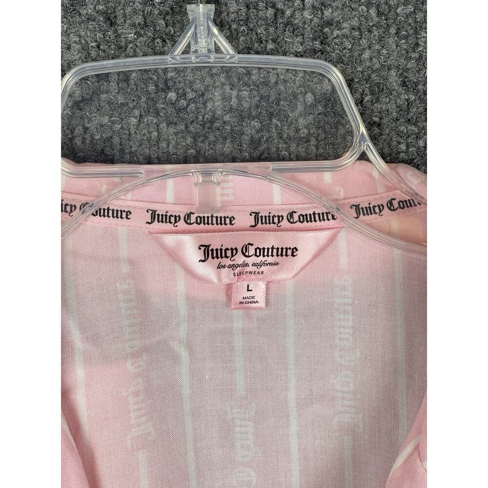 Juicy Couture Striped Short-Sleeve Notch Collar Shirt and Shorts Pajama Large - Picture 3 of 11